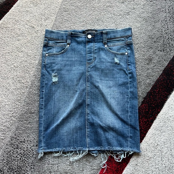Liverpool Denim Mystic Blue Stretchy Pencil Skirt - Picture 2 of 5